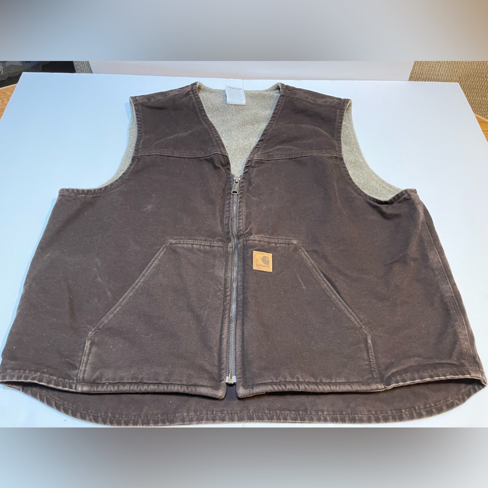 Carhartt V26 CML Brown Sherpa Lined Work Canvas Vest Men’s Size 2XL XXL, A62